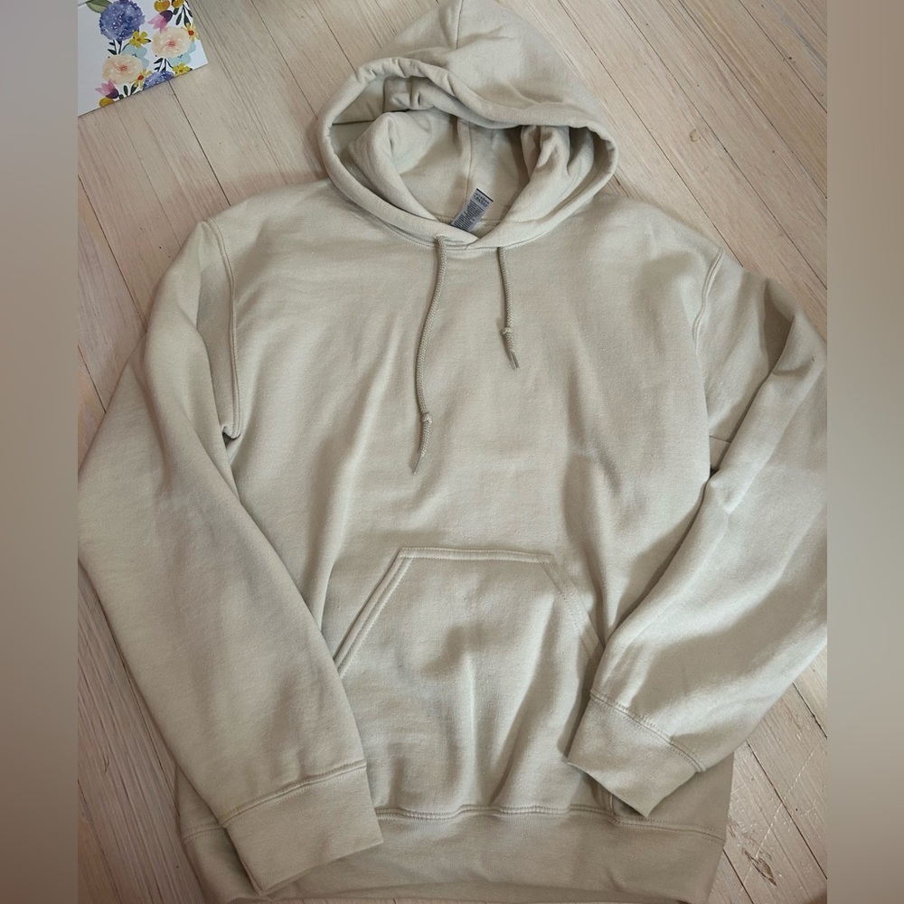 Gildan Tan Hoodie With Message On Back